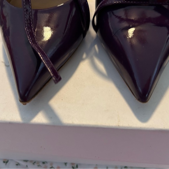 Chloe Patent Pointed-Toe Strappy Pumps in Plum - Picture 2 of 5